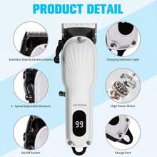 1 套 2 件装宠物电动剪毛器带 LED 显示屏可充电，低噪音宠物电动修剪器美容套装适用于狗和猫，专业宠物美容剪电动毛发剪套装