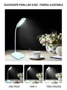 1 Pieza Lámpara Led De Escritorio Ajustable Recargable Por Usb , Para Lectura - Azul - Ver 9