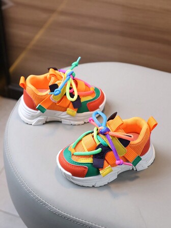 1 Pair Girls' Fashion Sneakers, College Style Street Wear Shoes - Solid Color Fabric Upper With Contrast Stitching Details, TPR Sole, Comfortable Low-Top Running/Training Shoes, Soft & Vibrant Colors, Spring/Autumn, Adjustable