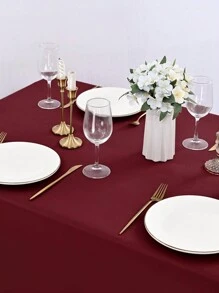 1pc Polyester Plain Tablecloth For Dining Room, Coffee Table, Wedding, Birthday Party, Outdoor, Home Decor