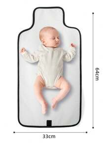 1pc Portable Diaper Changing Pad With Wipes Pocket, Detachable Waterproof Mat For Infant Babies, Baby Shower, Newborn Girls And Boys Gift - Black - View 2