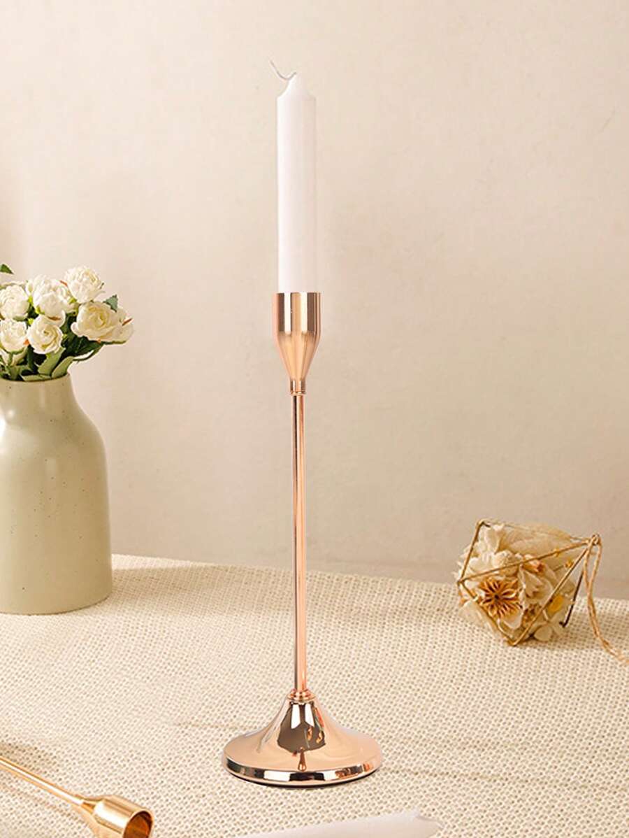 1 Chân Nến Bằng Sắt, Đế Nến Vàng Sang Trọng Hiện Đại Cho Gia Đình - Màu vàng - Xem 1