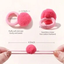 bilicaca 25 件/包 彩色蓬松绒球发带，适合女孩，可爱弹性发饰，适合幼儿女孩，情人节礼物 - 彩色 - 查看 8