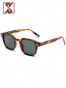 SHEEN KELLY 1 件男士玳瑁方形框架耳钉装饰时尚眼镜，适合户外旅行、节日礼物、男士礼物波西米亚色调配饰海滩配饰眼镜色调街头风格，适合毛衣夹克运动衫连帽衫皮裤和工装裤，适合夏季海滩度假、户外、旅行 - 棕色 - 查看 8