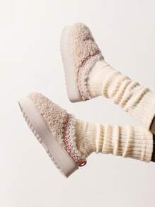 Women's Slipper Boots Short Ankle Platform Heighten Faux Fur Lining Snow Slippers Classic EVA Anti-Slip Outdoor Winter Furry Fuzzy Shoes For Valentine's Day Gift - 米色 - 查看 5