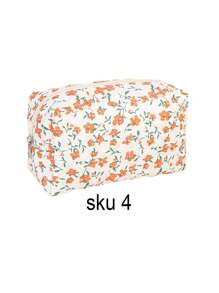 1 Stück vintage Blumenmuster weiches Kosmetiktäschchen, kreatives Design mit großer Öffnung als Kosmetik Aufbewahrungstasche - geräumig und mit geschmackvollem Reißverschluss, geeignet für Reise-Utensilien, Tischdekoration, Urlaub am Strand, Badezimmer, Schlafzimmer, großes Fassungsvermögen