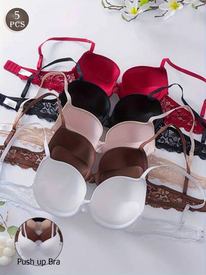 5 قطع/مجموعة من صدريات النساء المدعومة بأسلاك، صدريات مريحة مبطنة