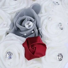 1 باقة من الورود البيضاء الأنيقة الكبيرة، مرصعة بالكريستال والأحجار الكريمة واللؤلؤ وشريط الساتان المتدلي، باقة عروس، حفل زفاف، وصيفة العروس، حفل ، عيد الحب، ترتيب زهور الرغوة الاصطناعية PE W330PE - قطر 23 سم، طول 40 سم، ارتفاع 26 سم - مشاهدة 10