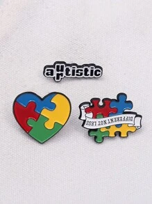 3 件自闭症拼图珐琅别针定制教导爱希望激励胸针翻领徽章背包配件送给朋友的礼物 - 彩色 - 查看 6