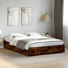 Smoked Oak Small Double Bed Frame 120x190 Cm Stylish And Durable Design Without Mattress - Brown - View 1