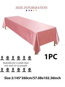 1 khăn trải bàn hình chữ nhật 145x260cm / 145x180cm vải lụa mịn dùng cho tiệc, ngày lễ, bữa tối, đám cưới, trang trí lễ kỷ niệm - Hồng - Xem 13