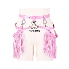 女式性感皮革腰带流苏朋克背带金属身体笼