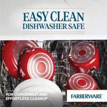 Reliance 10qt Aluminum Nonstick Wide Stock Pot Red: Large Cooking Pot, Glass Lid, Dishwasher & Oven Safe - Red - View 5