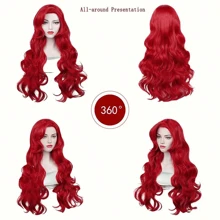 Beauty Red Mermaid Wigs ,28INCH,Curly Long Hair Daily Wig Heat Resistant Synthetic Fiber For Halloween For Cosplay For Christmas