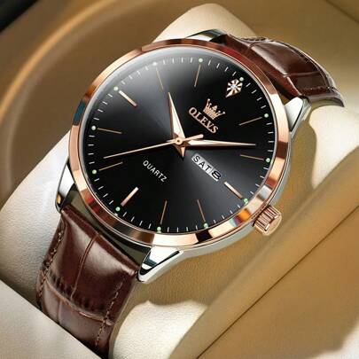 OLEVS. OLEVS Square Watches For Men Black Leather Chronograph Analog Quartz Dress Watch Sports Fashion Waterproof Luminous Casual Wrist Watches