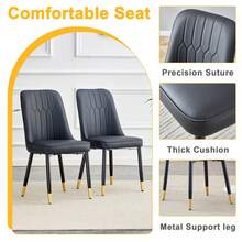 Table And Chair Set, Subtle Luxury Clear Tempered Glass Dining Set, 71"X354" With 6 Black PU Chairs V-Shape MDF Painting Table Legs Bring A Comfortable Home Experience To The Kitchen And Office - 黑色 - 查看 7