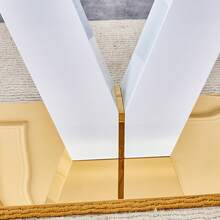 Table And Chair Set, Subtle Luxury Clear Tempered Glass Dining Set, 71"X354" With 6 Black PU Chairs V-Shape MDF Painting Table Legs Bring A Comfortable Home Experience To The Kitchen And Office - 黑色 - 查看 5