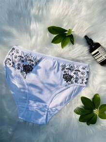 12 Pcs/Set Mid Waist Pure Cotton Print Panties Women Body Slimming Underwear Breathable Girls Briefs Sexy Comfort Ladies Lingerie(6 Color Random Delivery) - 彩色 - 查看 10