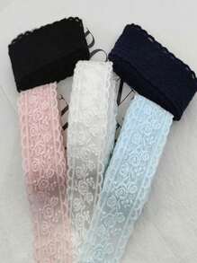 1 Yard Embroidered Floral Clothing Sewing Material, Lace Ribbon Fabric For Diy Hair Accessories And Bow Knot - Multicolor - View 7