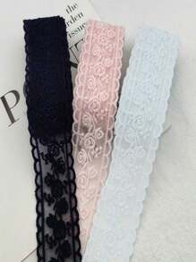 1 Yard Embroidered Floral Clothing Sewing Material, Lace Ribbon Fabric For Diy Hair Accessories And Bow Knot - Multicolor - View 5