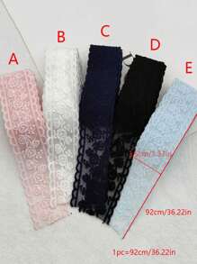 1 Yard Embroidered Floral Clothing Sewing Material, Lace Ribbon Fabric For Diy Hair Accessories And Bow Knot - Multicolor - View 3