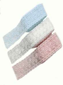 1 Yard Embroidered Floral Clothing Sewing Material, Lace Ribbon Fabric For Diy Hair Accessories And Bow Knot - Multicolor - View 4