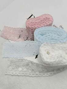 1 Yard Embroidered Floral Clothing Sewing Material, Lace Ribbon Fabric For Diy Hair Accessories And Bow Knot - Multicolor - View 6