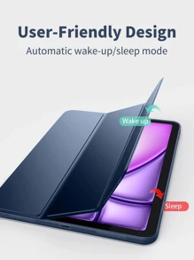 Tablet Protective Case Compatible With Samsung Galaxy Tablets/IPad/Redmi Pad SE/ Pad, Anti-Drop Protection, Ultra-Thin, Smart Stand, Auto Wake/Sleep Function; Tablet Case Compatible With Apple IPad Mini 4/5/6 (9.7/10.2/10.5 Inch), Air 4/5/6 (10th Gen, 10.9 Inch), Pro 11 Inch, Air 11 (M2), Air 13 And Pro 11 (M4) - Navy Blue - View 4