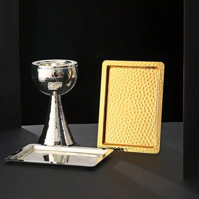 ALAMAMARA 1pc Style Iron Craft Gold Silver Tray, Incense Burner With Laser Engraved Pattern, Suitable For Home, Office, Living Room, Kitchen, Banquet, Rama, Rama Mubarak, Spring Season Rama Gifts Birthday Graduation