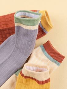 5 双女士薄款休闲时尚透气吸湿排汗袜，4 种款式，秋季袜子 - 彩色 - 查看 3