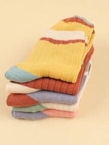 5 双女士薄款休闲时尚透气吸湿排汗袜，4 种款式，秋季袜子 - 彩色 - 查看 7