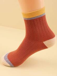 5 双女士薄款休闲时尚透气吸湿排汗袜，4 种款式，秋季袜子 - 彩色 - 查看 4