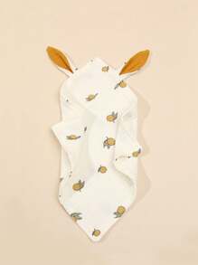 1pc Baby Drool Bib, Floral Print Soft Double-Layer Muslin Cloth Drool Bib With Bunny Ears - Multicolor - View 13
