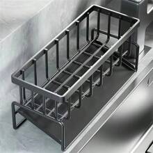 1pc Rag Holder, Sponge Drain Basket, Drain Rack For Sponge, Brush, Towel, Hand Sanitizer, Bathroom And Kitchen Supplies - Black - View 5