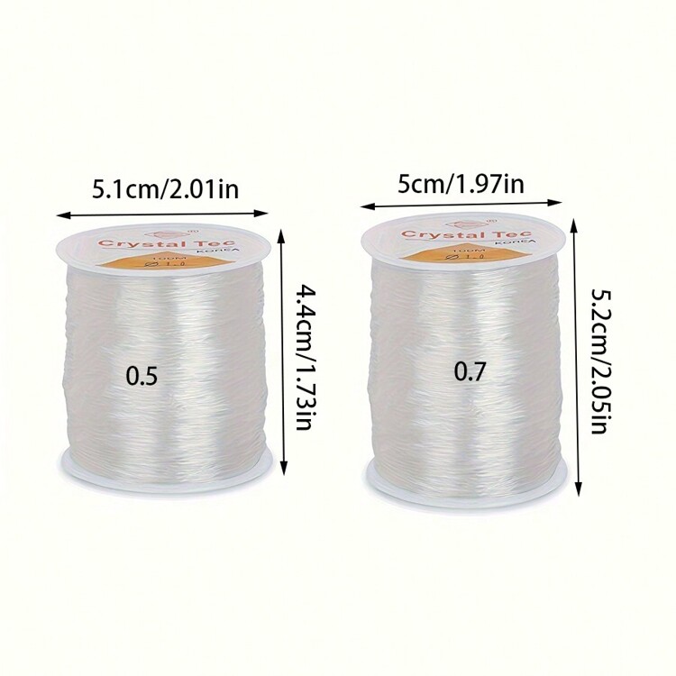 1pc, 328 Ft Elastic Beaded String 0.5-1mm Clear Elastic Thread For DIY Bracelet & Necklace - Multicolor - View 2