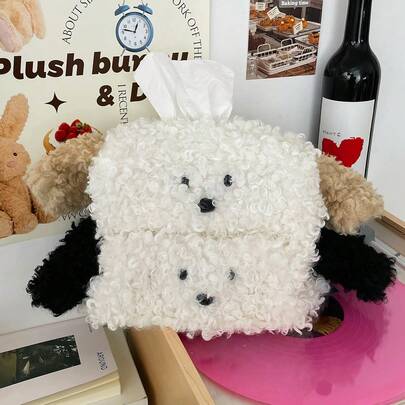 Cartoon Plush Puppy Tissue Box, Living Room Tabletop Decor, Bedroom Decor Accessory, Bathroom Tissue Box Decor (The Actual Product May Have Minor Defects As Shown In The Image.)