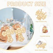 Zestaw 24 otwieraczy do butelek z krzyżem w kolorze złotym, z workami z piaskiem, kartkami z podziękowaniami i sznurkiem, idealny na prezenty, pamiątki, dekoracje i upominki na wesela, wieczory panieńskie i przyjęcia urodzinowe, pamiątki ślubne i upominki dla gości, prezenty walentynkowe, artykuły kuchenne i barowe, upominki na przyjęcia - Złoto - Zobacz 3