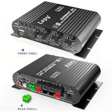 Amplificador 2.1 Hifi Stereo Subwoofer Con Bluetooth Usb 12v,  Amplificador Bluetooth, salida de potencia con función de control remoto, amplificador Bluetooth de 2.1 canales compatible con entrada Bluetooth/USB/RCA - Negro - Ver 6