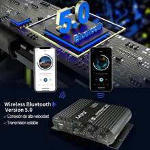 Amplificador 2.1 Hifi Stereo Subwoofer Con Bluetooth Usb 12v,  Amplificador Bluetooth, salida de potencia con función de control remoto, amplificador Bluetooth de 2.1 canales compatible con entrada Bluetooth/USB/RCA - Negro - Ver 8