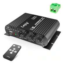 Amplificador 2.1 Hifi Stereo Subwoofer Con Bluetooth Usb 12v,  Amplificador Bluetooth, salida de potencia con función de control remoto, amplificador Bluetooth de 2.1 canales compatible con entrada Bluetooth/USB/RCA - Negro - Ver 1