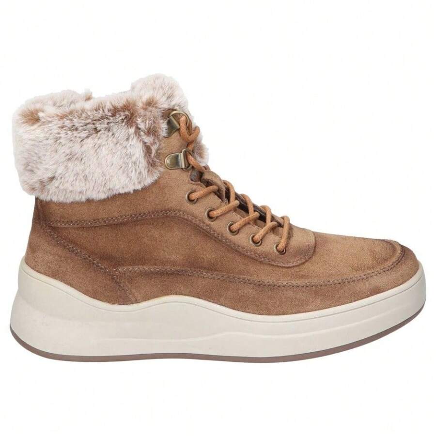 Refresh Keilknöchelstiefel für Frauen - kamelbraune Knöchelstiefel mit Schafsfell - Schnürstiefeletten mit Reißverschluss - Lässig-Stil - mittlerer und komfortabler Keilabsatz - vielseitig - Modell 172120 - Braun - Übersicht 1