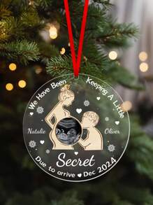 1pc Personalize Expecting Parents Christmas Ornament,Custom Sonogram Photo&Text , New Parents Gift, Baby Pregnancy Keepsake, Mom Dad To Be Ornament Decor For Christmas Tree, Pregnancy Announcement Ornament,New Mom Dad Gift, First Time As Mom Dad Gift,Pregnancy Gifts For First Time Moms, Mom To Be Gift, Best Gifts For Expecting MomTo Be, 1st Xmas Ornament Gift For New Dad New Mom - Multicolor - View 6