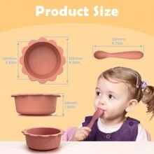 Zestaw 3 szt., miska dla kota, talerzyk i łyżeczka dla kota, silikonowa miska, silikonowy talerzyk i silikonowa łyżeczka, dla dzieci, odporny na ciepło, łatwy w czyszczeniu, nadaje się do mikrofalówki i zmywarki