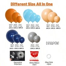 狗狗主题气球拱门花环套装，包含5/10/18英寸橙色、裸色、海军蓝、灰色乳胶气球，适用于“我两岁了”生日派对、狗狗聚会、蓝色狗狗宾果游戏、雏菊花派对装饰 - As shown the size picture - 查看 2