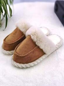 Pantofole da donna imbottite e rinforzate, con suola morbida e comoda, con punta coperta, adatta per autunno/inverno - Caffè Marrone - Visualizzare 2