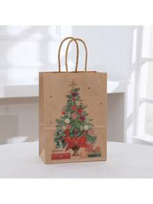 4 piezas/12 piezas Bolsas de regalo de Navidad de papel kraft, bolsas de regalo de Navidad, bolsas de tela de Navidad, bolsas de regalo para fiestas navideñas con asas, adecuadas para celebraciones de Navidad, decoración navideña, decoración de Navidad