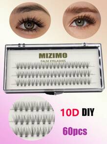 60pcs/Pack C/D Curl 10D Black Cluster False Eyelashes 9-15mm, DIY Eyelash Extension Lash Clusters, Eyelash Clusters, Individual Eyelashes, Lashes, Fake Lashes - Black - View 3