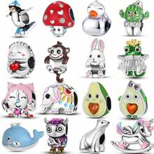 1Pc Animal Family Collection Elephant Penguin Polar Bear Whale Rabbits Duck Hedgehog Lovely Bead Charm Suitable For Bracelet Necklace Silver Color Beads For Diy Jewelry Making Gift For Girl