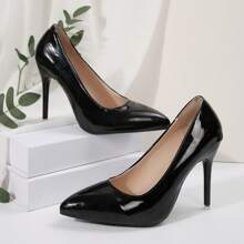Stilettos cómodos y con estilo para mujer, zapatos casuales versátiles y elegantes de tacón alto - Negro - Ver 6