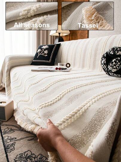 1 件雪尼尔沙发盖毯，极简主义风格，3D 一体式沙发套，适合所有季节，家居装饰沙发套